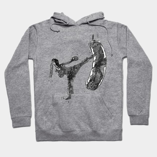 Kickbox Female Martial Artist Hoodie by RosaliArt